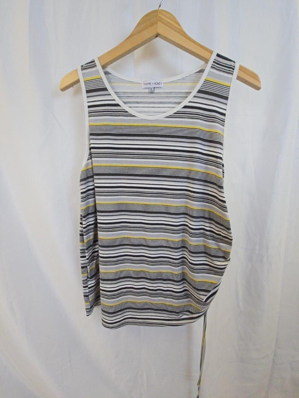 Thyme + Honey Tank Top Teens XL Multicolor Stripe Scoop Neck Side Tie Sleeveless